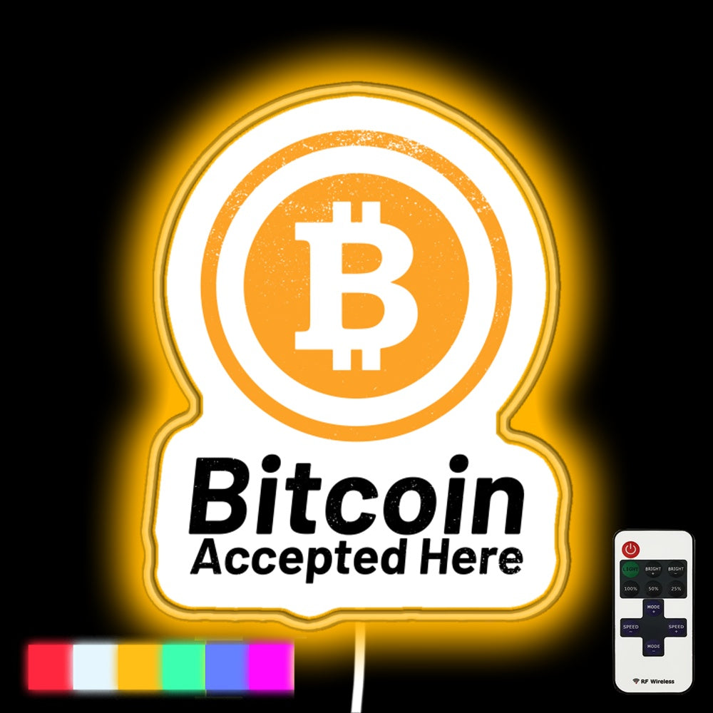 Bitcoin Accepted Here Led Neon Sign - Custom LED neon sign front view