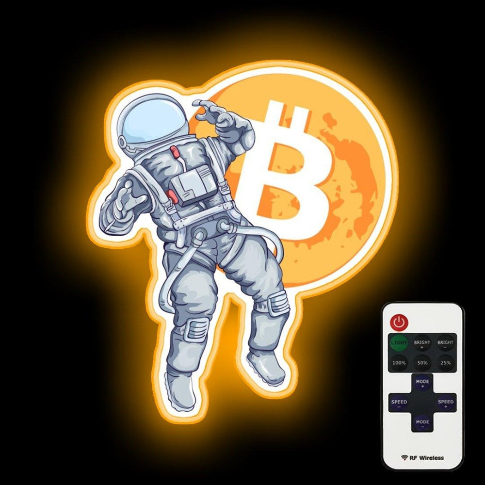 Bitcoin Astronaut Btc Mooning Neon Sign