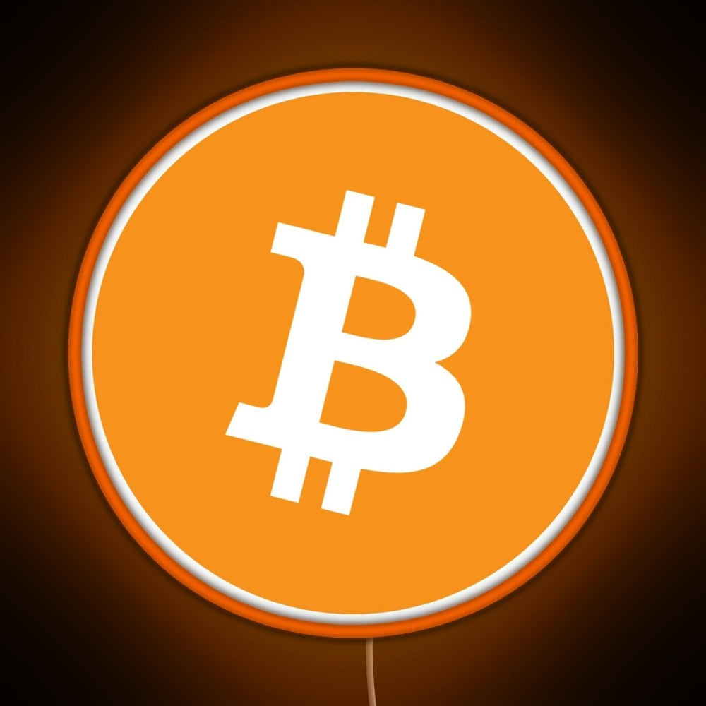 Bitcoin Btc Logo Crypto Merge Minimalist Rgb Neon Sign