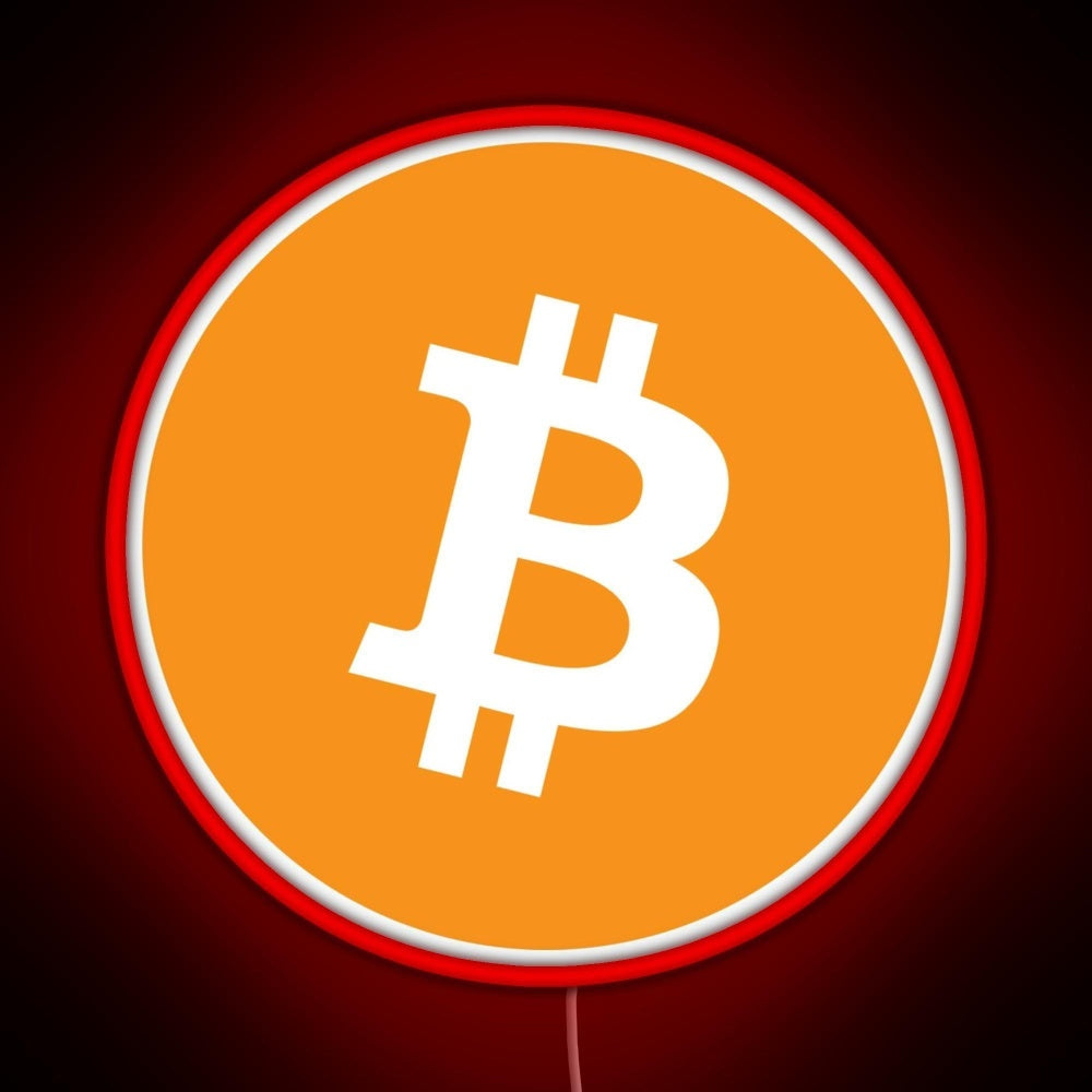 Bitcoin Btc Logo Crypto Merge Minimalist Rgb Neon Sign - LED neon sign close-up detail