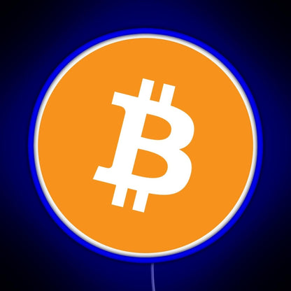 Bitcoin Btc Logo Crypto Merge Minimalist Rgb Neon Sign - Neon sign mounted on wall in room