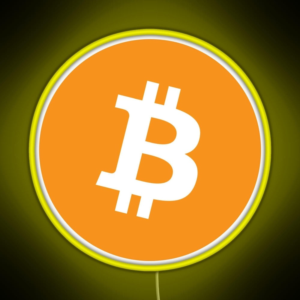 Bitcoin Btc Logo Crypto Merge Minimalist Rgb Neon Sign - Size and dimension reference