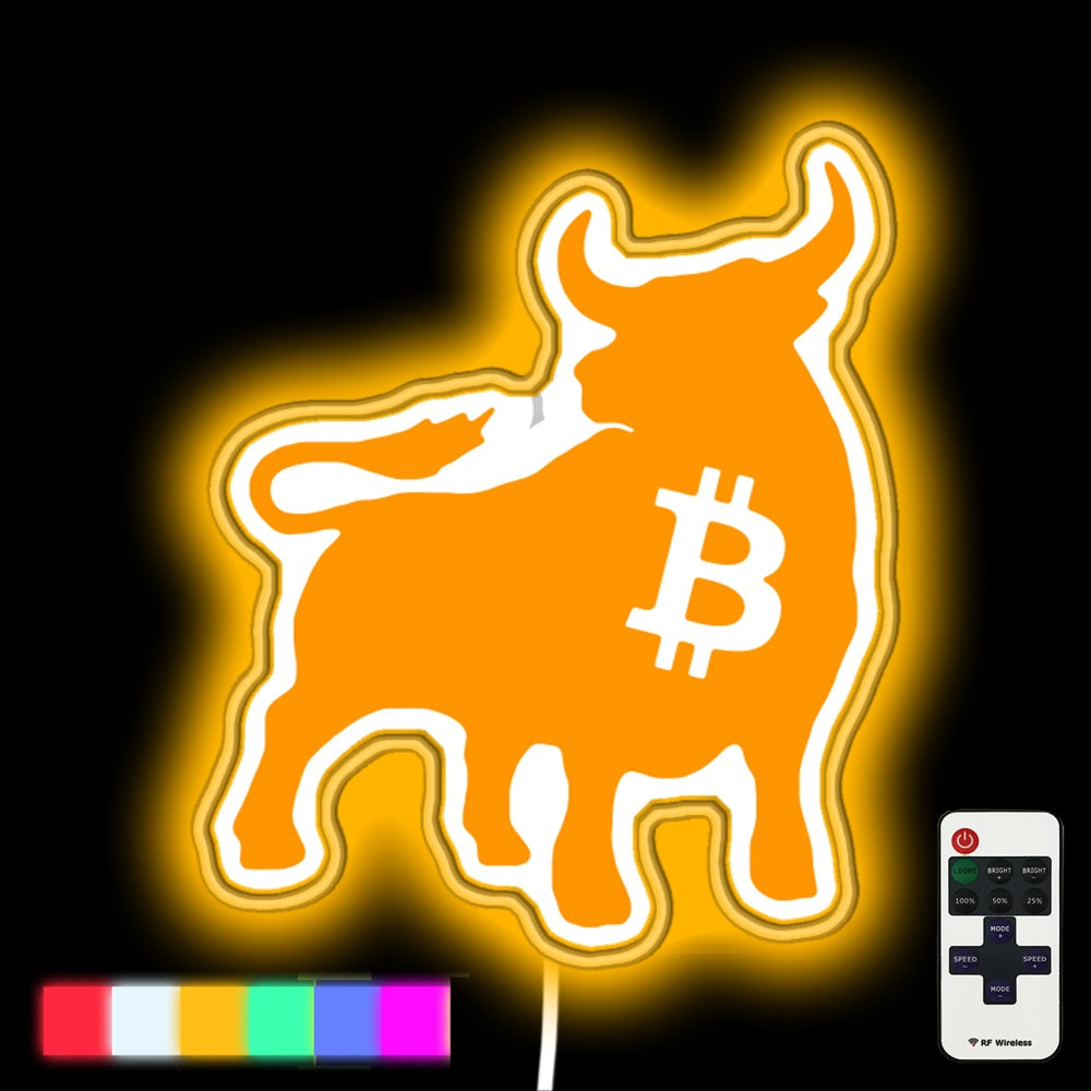 Bitcoin Bull Led Neon Sign - Custom LED neon sign front view