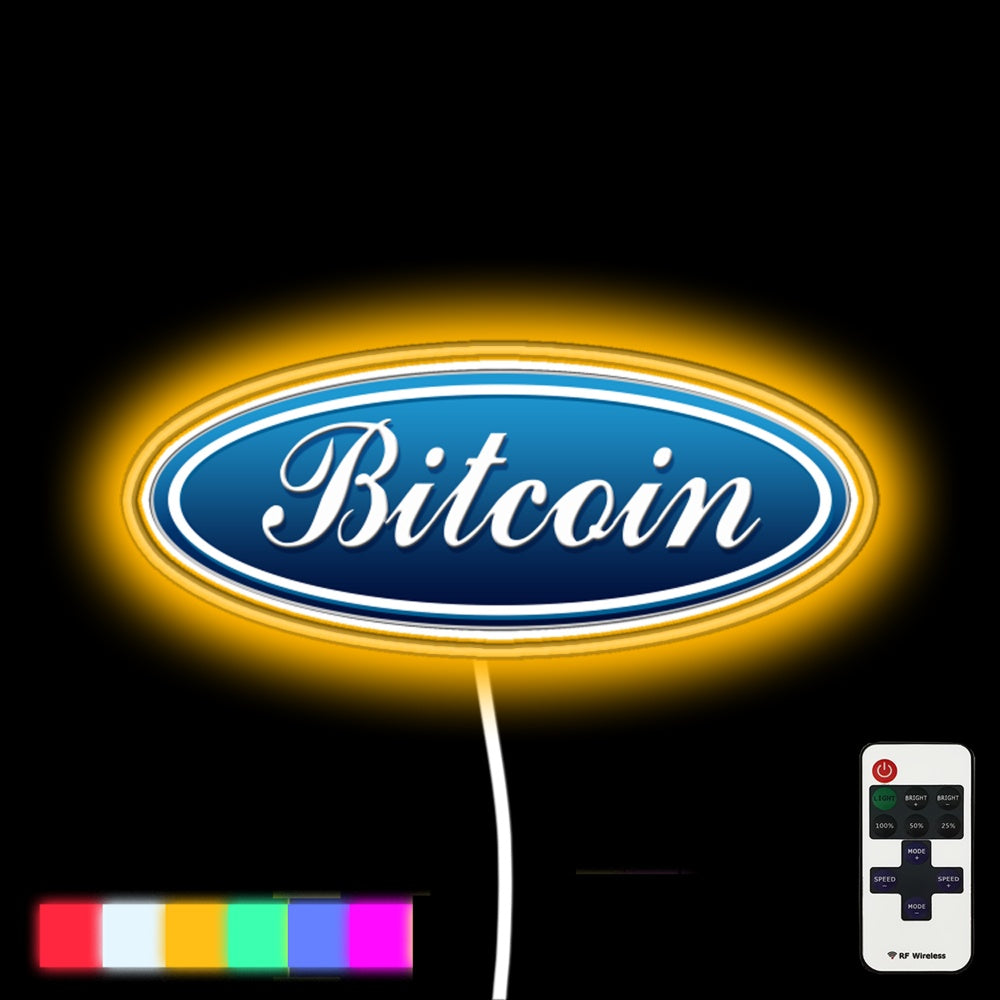 Bitcoin Ford Logo Mashup Led Neon Sign - Custom LED neon sign front view