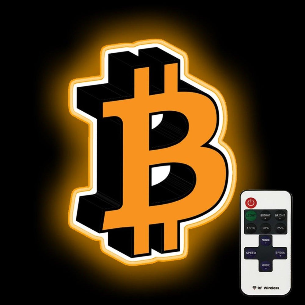 Bitcoin Neon Gift Logo Icon Gift Neon Sign - Custom LED neon sign front view