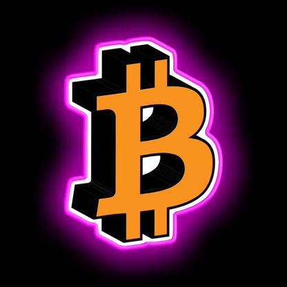 Bitcoin Neon Gift Logo Icon Gift Neon Sign - Size and dimension reference