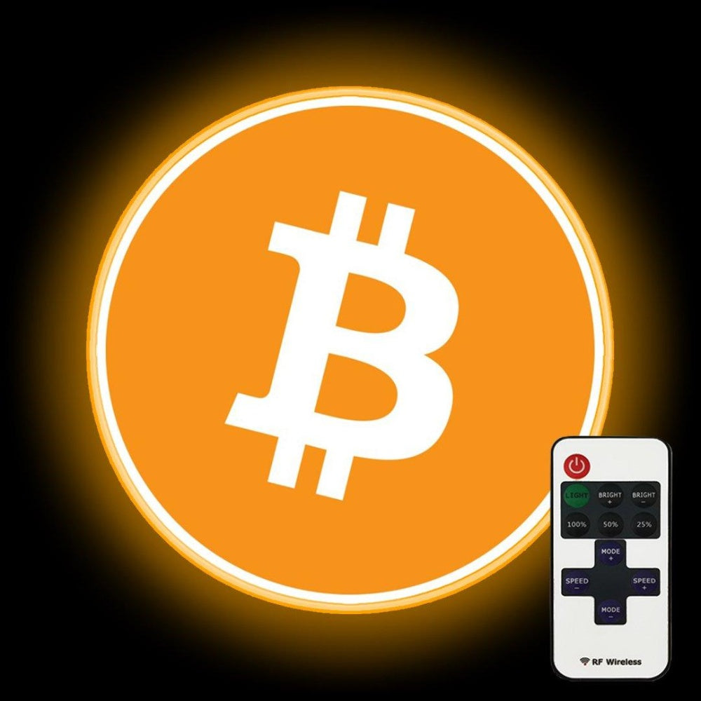 Bitcoin Neon Sign Bar Wall Decor - Custom LED neon sign front view