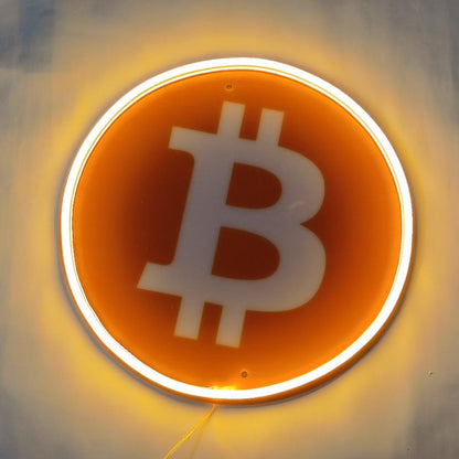 Bitcoin Neon Sign Restaurant Wall Art - Custom LED neon sign front view