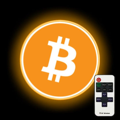 Bitcoin Neon Sign Restaurant Wall Art - LED neon sign close-up detail