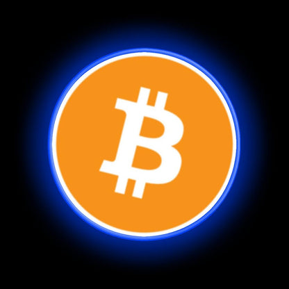 Bitcoin Neon Sign Restaurant Wall Art - Neon sign mounted on wall in room