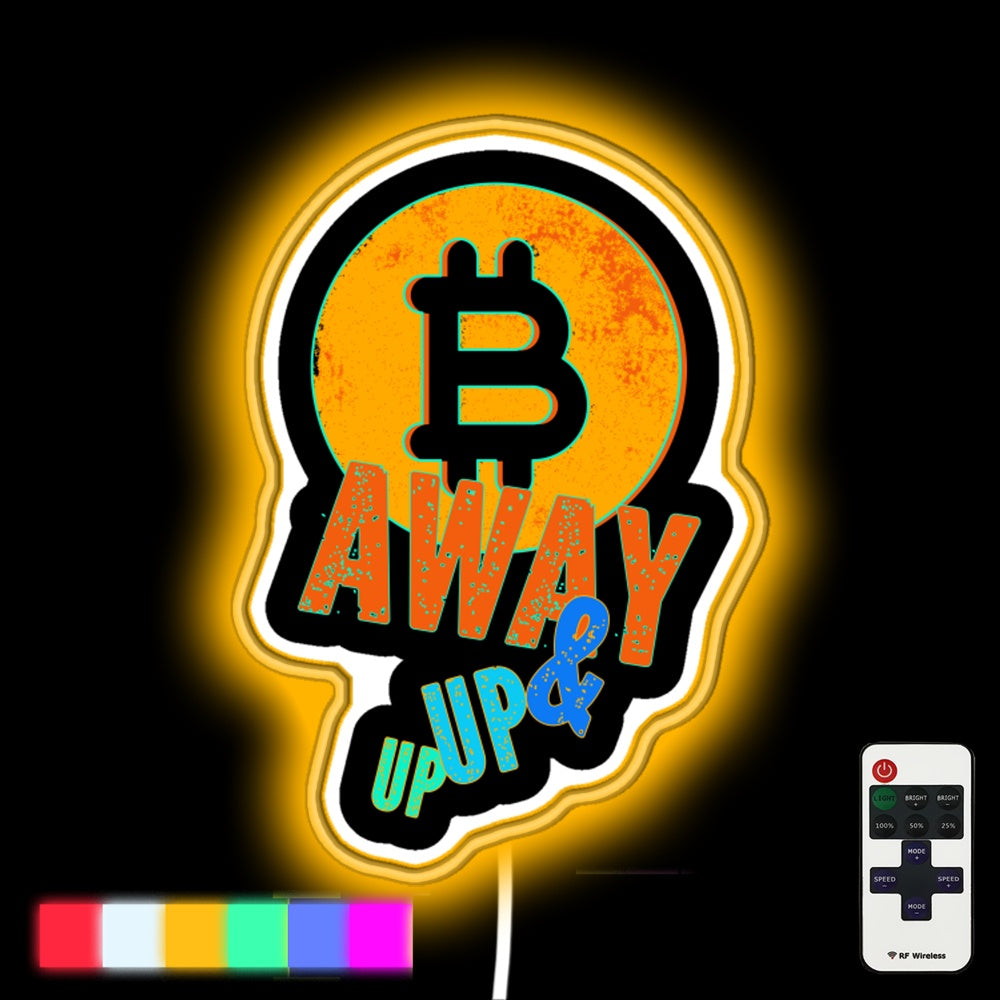 Bitcoin Up Up And Away Neon Gift Design Led Neon Sign - Custom LED neon sign front view