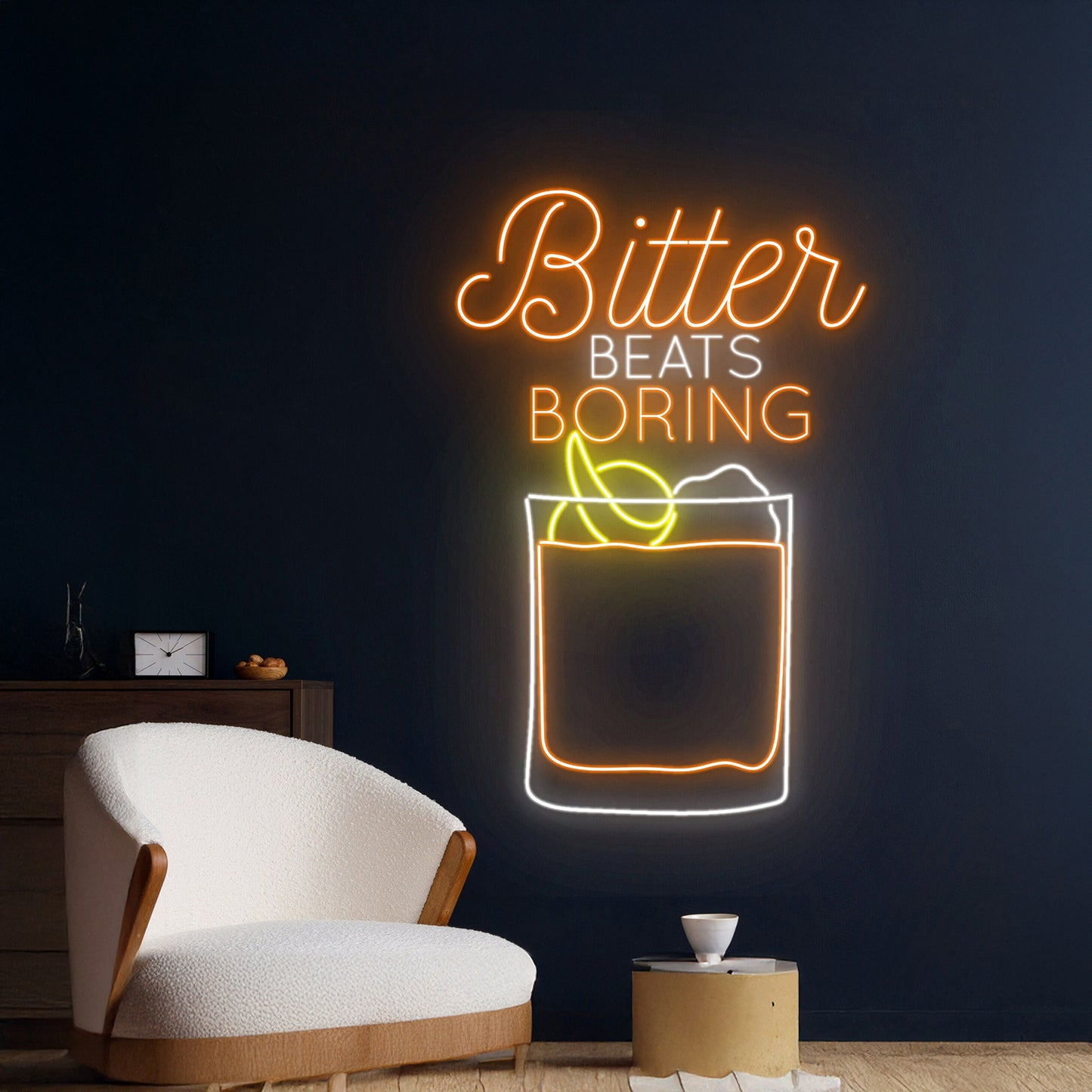 Bitter Beats Boring Negroni Led Sign