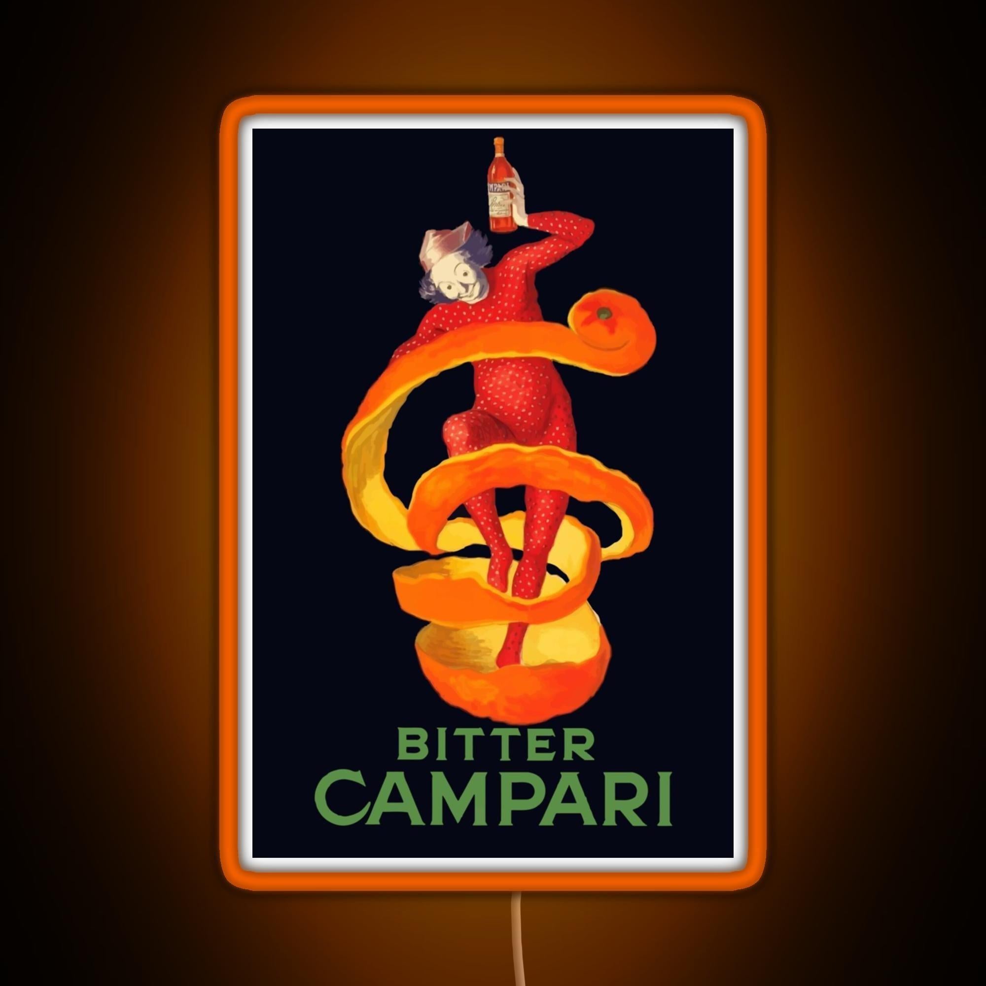Bitter Campari Leonetto Cappiello Bitter French Liquor Rgb Neon Sign - Custom LED neon sign front view