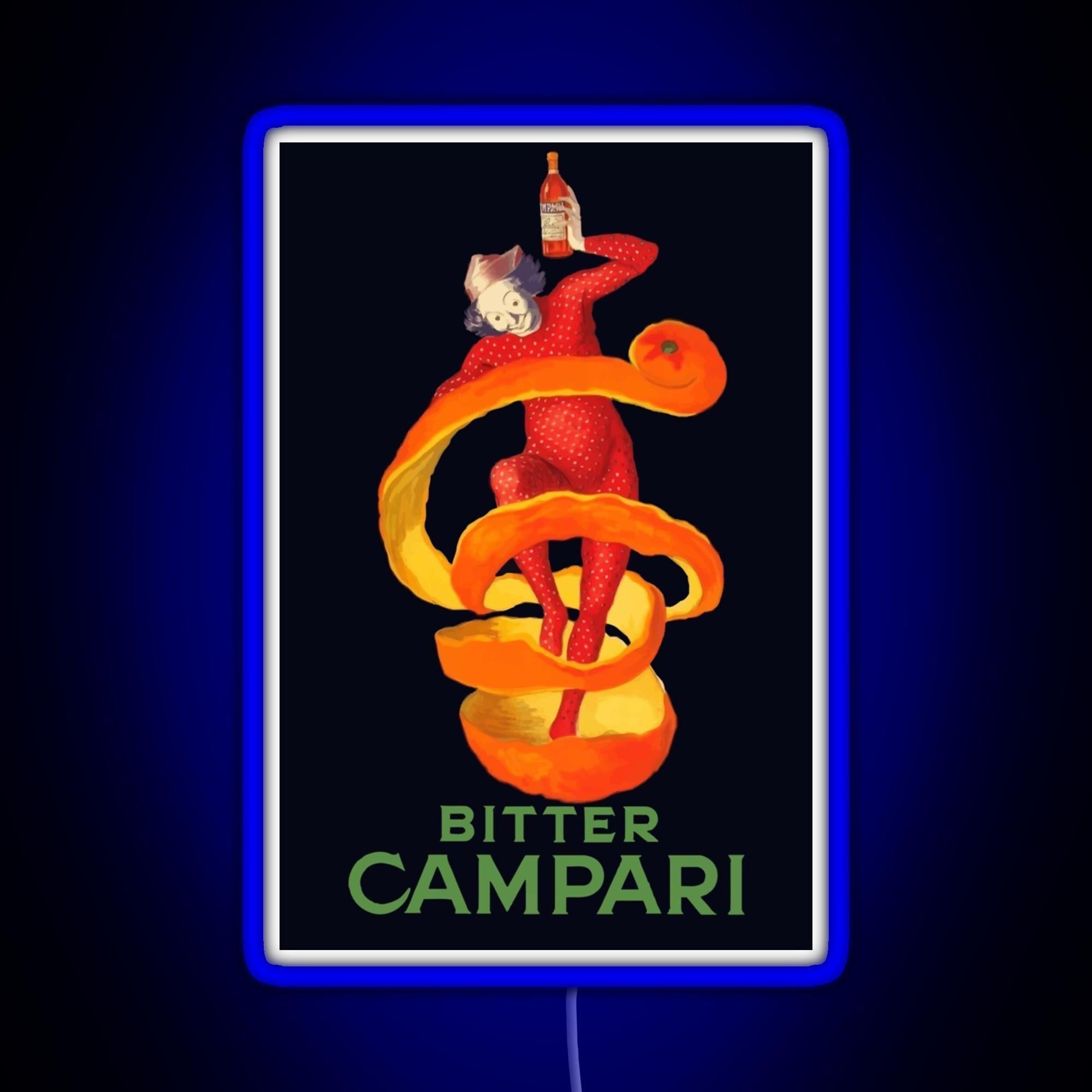 Bitter Campari Leonetto Cappiello Bitter French Liquor Rgb Neon Sign - Neon sign mounted on wall in room