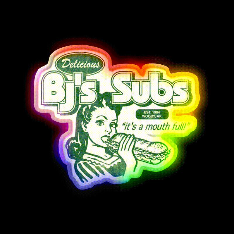 Bjs Subs Neon Sign Fast Food Led Neon Sign For Burger Place Rgb Color - LED neon sign close-up detail