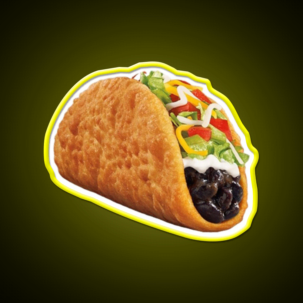 Black Bean Chalupa Supreme Taco Led Neon Sign Mexican Food Sign Rgb Color - Custom LED neon sign front view