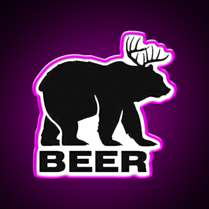Black Bear Beer Bar Decor Led Neon Sign Rgb Color - Neon sign mounted on wall in room