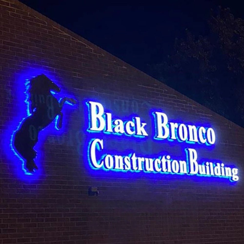 Black Bronco Construction Building 3D Frontlit And Backlit Channel Letter Led Light Sign - Shineneon