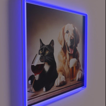 Black Cat And Golden Retriever Rgb Led Neon Sign - LED neon sign close-up detail