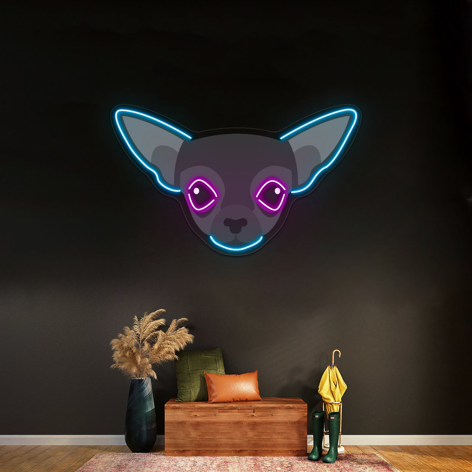 Black Chihuahua Artwork Led Neon Sign