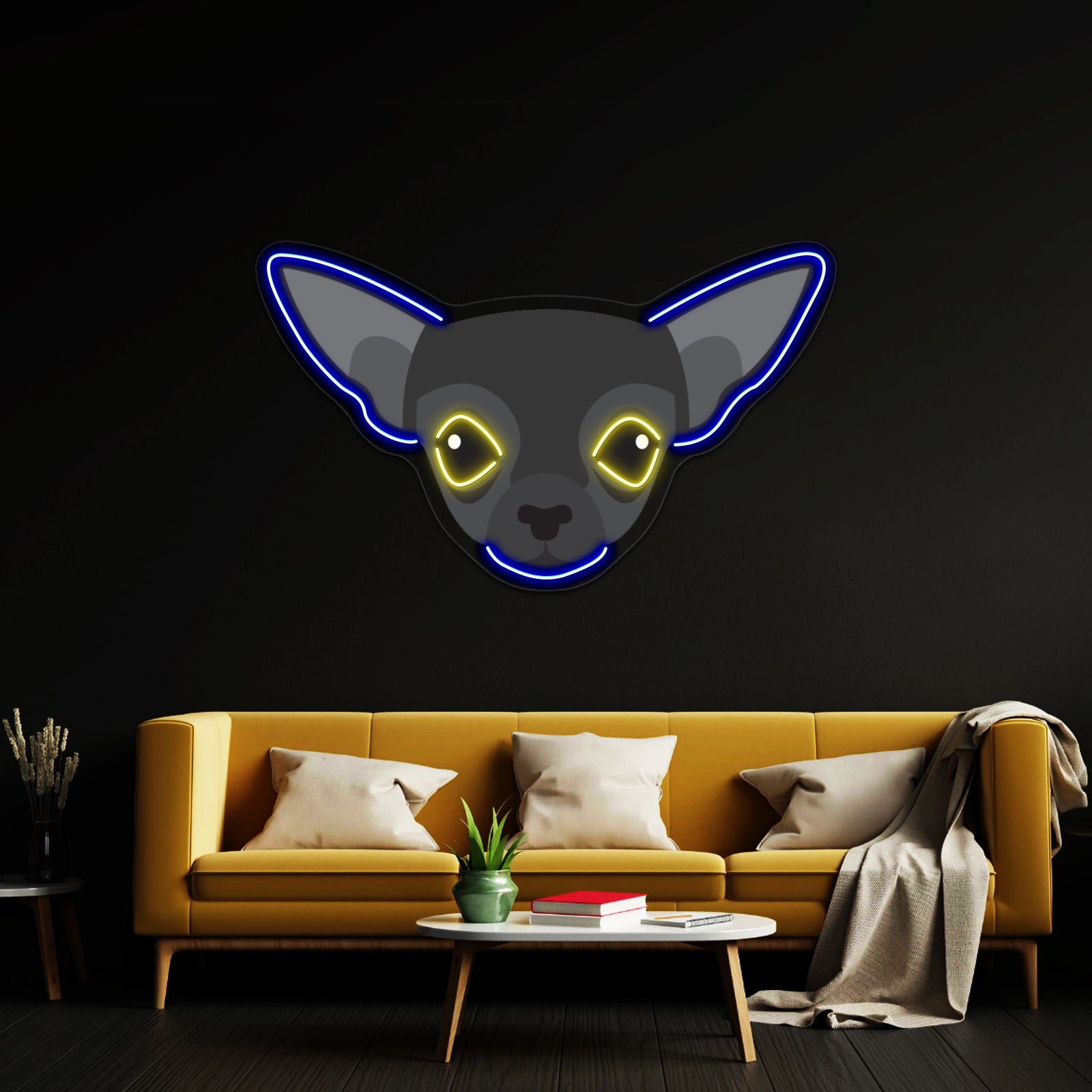 Black Chihuahua Artwork Led Neon Sign