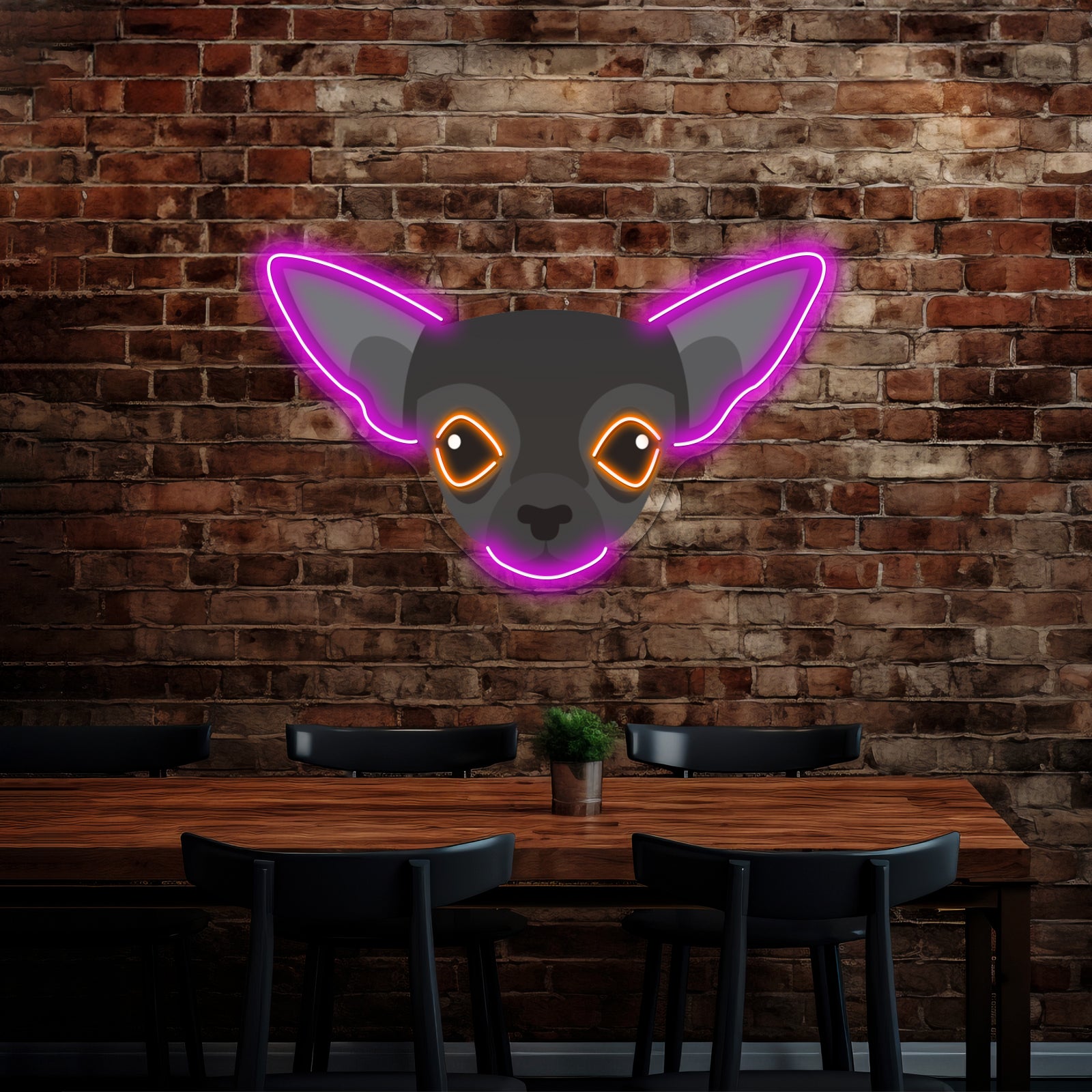 Black Chihuahua Artwork Led Neon Sign