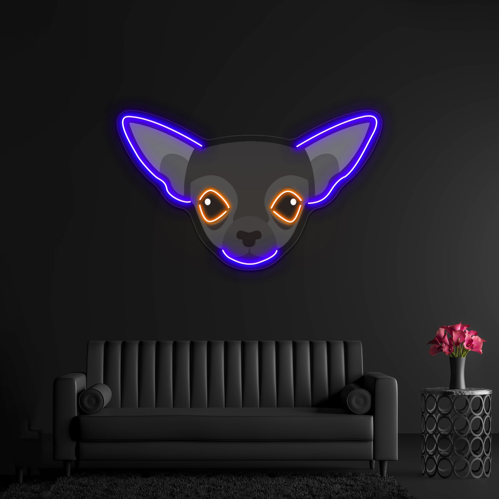 Black Chihuahua Artwork Led Neon Sign