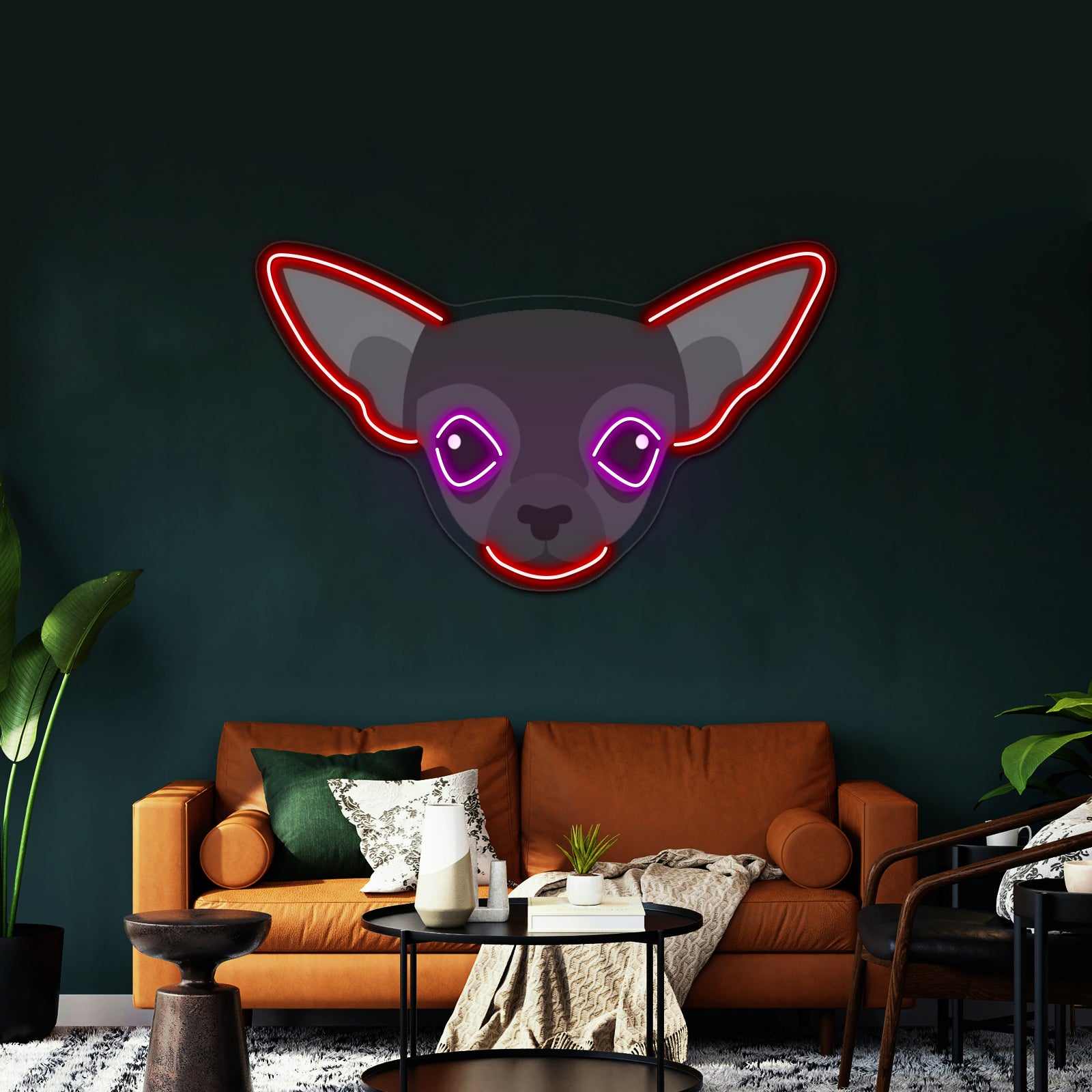 Black Chihuahua Artwork Led Neon Sign