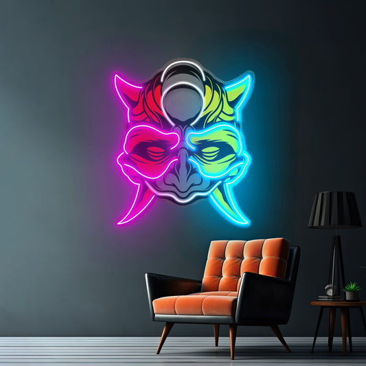 Black Devil Mask Led Neon Sign Light Custom Led Signs