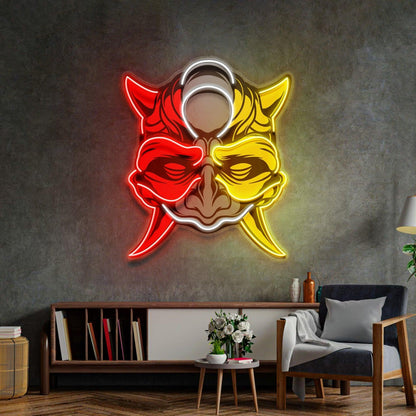 Black Devil Mask Pink Floating Figure Uv Printed Led Neon Sign For Home Decor | Shineneon
