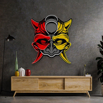 Black Devil Mask Pink Floating Figure Uv Printed Led Neon Sign For Home Decor | Shineneon