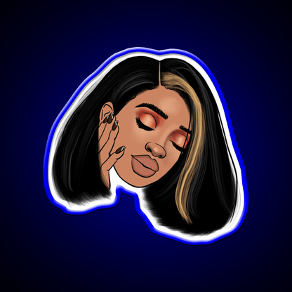 Black Girl With Straight Hair Bob Nail Salon Led Neon Sign Rgb Color - Shineneon