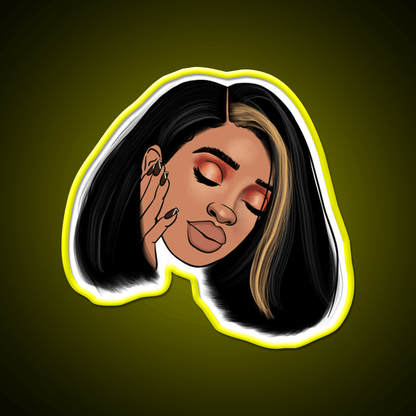 Black Girl With Straight Hair Bob Nail Salon Led Neon Sign Rgb Color - Shineneon