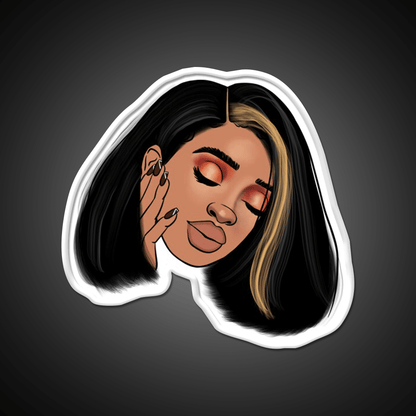 Black Girl With Straight Hair Bob Nail Salon Led Neon Sign Rgb Color - Shineneon