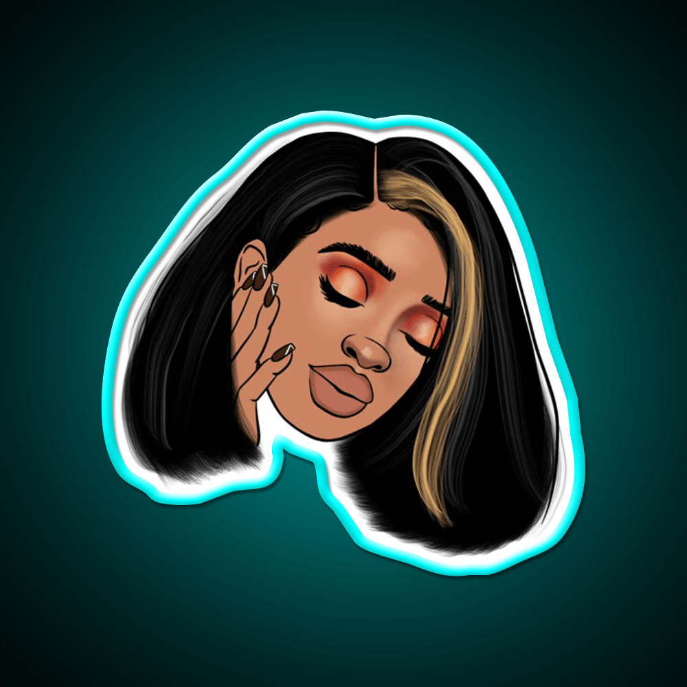 Black Girl With Straight Hair Bob Nail Salon Led Neon Sign Rgb Color - Shineneon