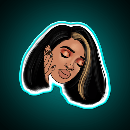 Black Girl With Straight Hair Bob Nail Salon Led Neon Sign Rgb Color - Shineneon