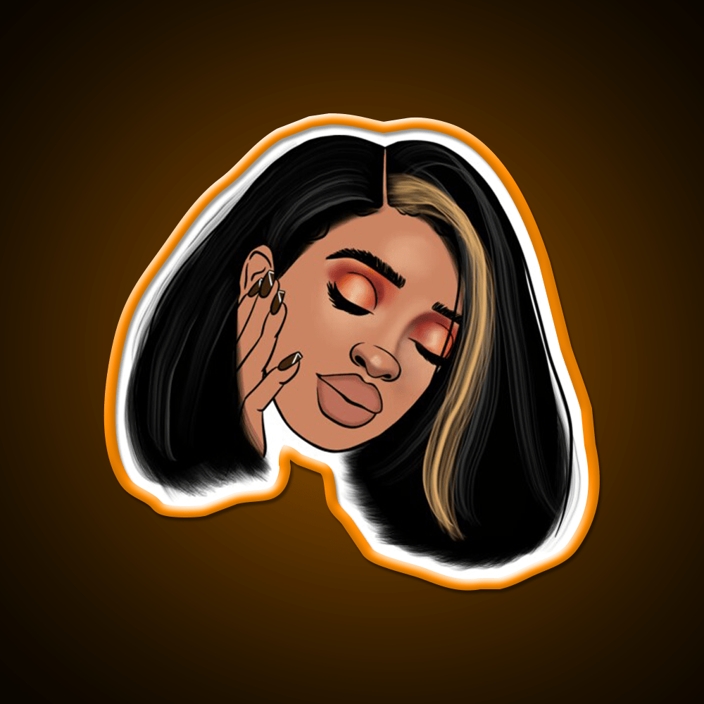 Black Girl With Straight Hair Bob Nail Salon Led Neon Sign Rgb Color - Shineneon