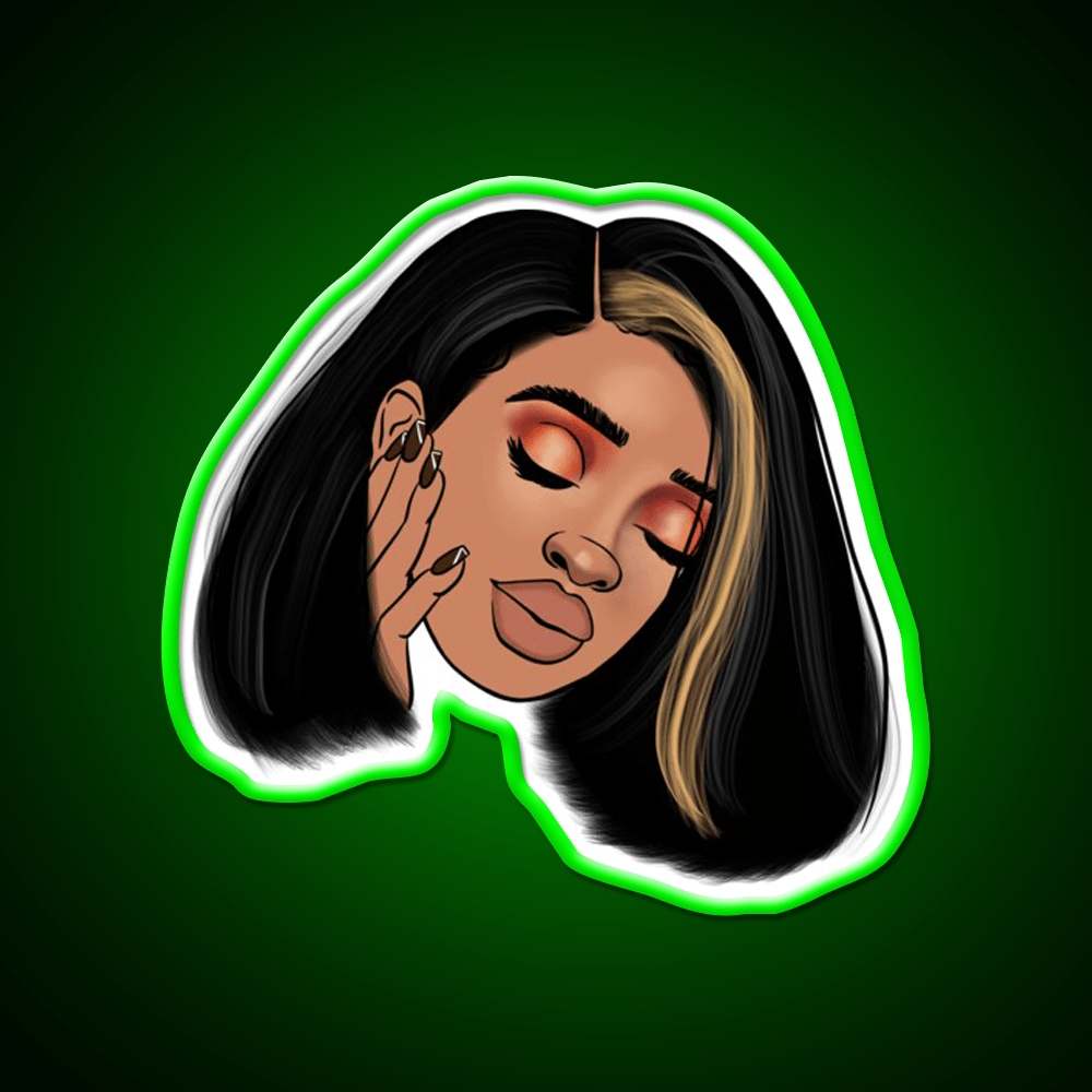 Black Girl With Straight Hair Bob Nail Salon Led Neon Sign Rgb Color - Shineneon