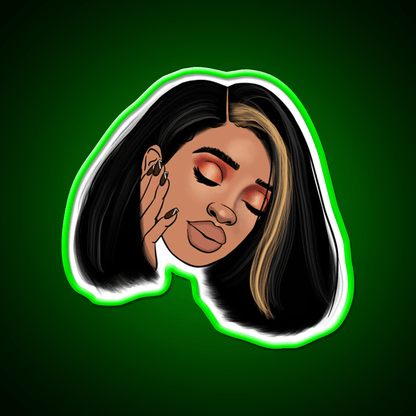 Black Girl With Straight Hair Bob Nail Salon Led Neon Sign Rgb Color - Shineneon