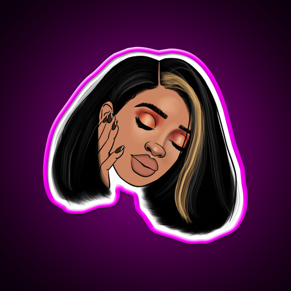 Black Girl With Straight Hair Bob Nail Salon Led Neon Sign Rgb Color - Shineneon