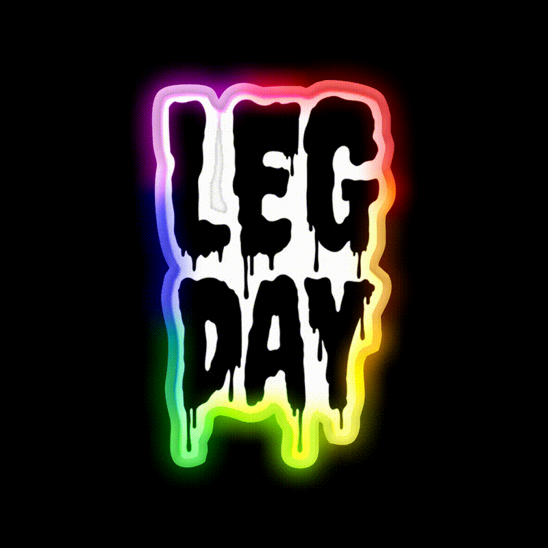 Black Gym Fitness Workout Drip Leg Day Black Gym Fitness Led Neon Sign Rgb Color - LED neon sign close-up detail