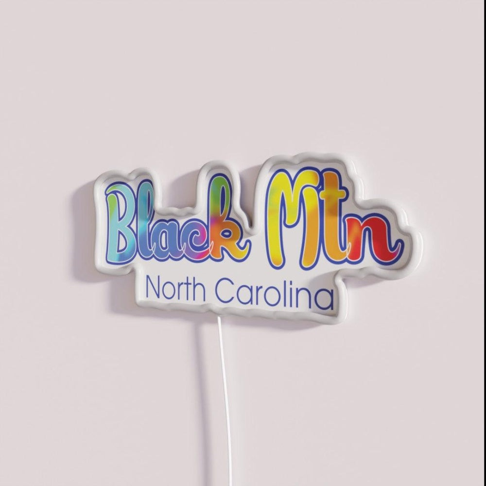 Black Mountain North Carolina Asheville Rgb Led Neon Sign - Neon sign mounted on wall in room