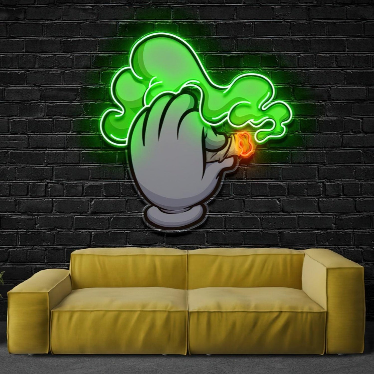 Blaze It Cartoon Hand Led Neon Sign With Green Smoke Orange Ember Urban Decor | Shineneon