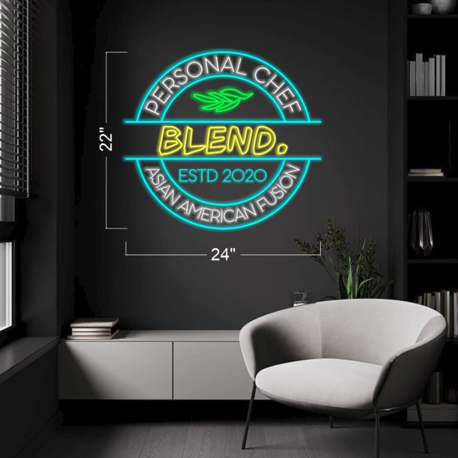 Blend Chef Led Neon Sign With Leaf Design For Restaurant Home Decor | Shineneon