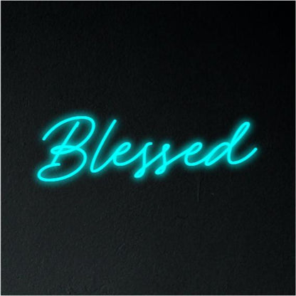 Blessed Turquoise Led Neon Sign For Bedroom Studio Wall Art | Shineneon