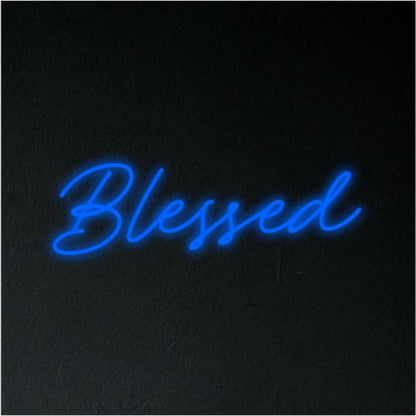 Blessed Turquoise Led Neon Sign For Bedroom Studio Wall Art | Shineneon