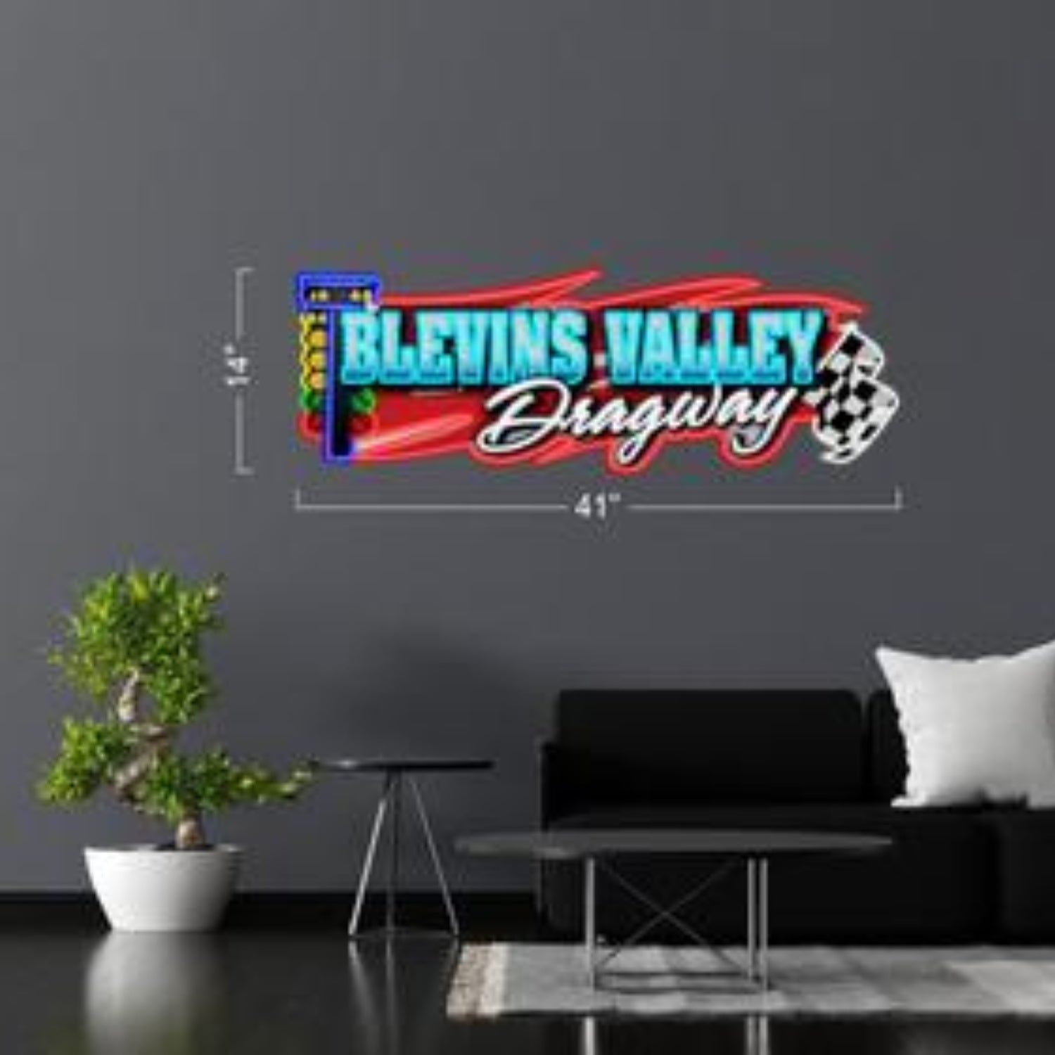 Blevins Valley Dragway Multicolor Led Neon Sign For Racing-Themed Home Or Bar Decor | Shineneon