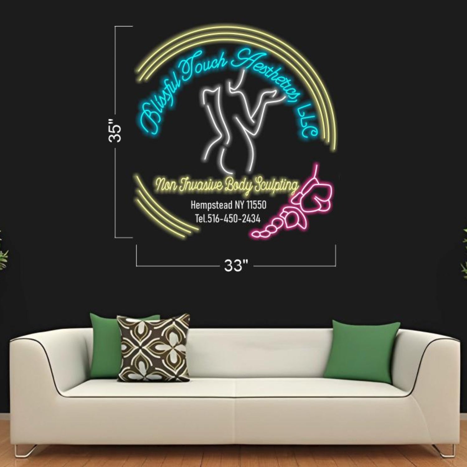 Blissful Touch Multicolor Led Neon Sign With Feminine Silhouette For Beauty Salon Decor | Shineneon