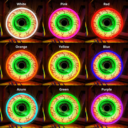 Bloodshot Eyeball LED Neon Sign day and night comparison