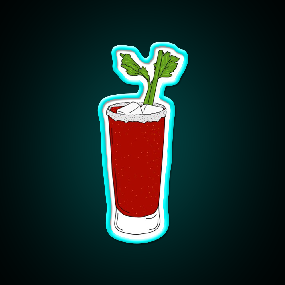 Bloody Mary Cocktail Bar Decor Led Neon Sign Rgb Color - Size and dimension reference